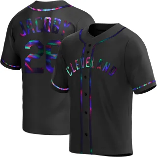 Men's Replica Black Holographic Brook Jacoby Cleveland Guardians Alternate Jersey
