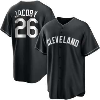 Men's Replica Black/White Brook Jacoby Cleveland Guardians Jersey