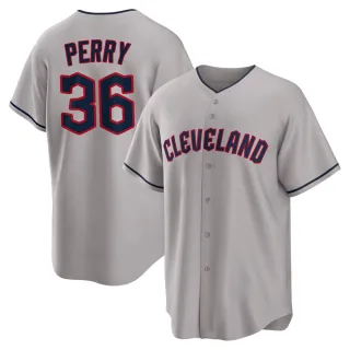 Men's Replica Gray Gaylord Perry Cleveland Guardians Road Jersey