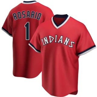 Men's Replica Red Amed Rosario Cleveland Guardians Road Cooperstown Collection Jersey