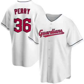 Men's Replica White Gaylord Perry Cleveland Guardians Home Jersey