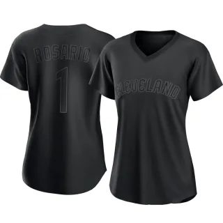 Women's Authentic Black Amed Rosario Cleveland Guardians Pitch Fashion Jersey