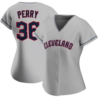Women's Authentic Gray Gaylord Perry Cleveland Guardians Road Jersey