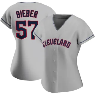 Women's Authentic Gray Shane Bieber Cleveland Guardians Road Jersey