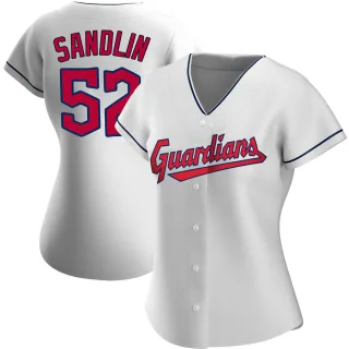 Women's Authentic White Nick Sandlin Cleveland Guardians Home Jersey