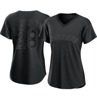 Women's Replica Black Cory Snyder Cleveland Guardians Pitch Fashion Jersey