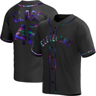 Youth Replica Black Holographic Emmanuel Clase Cleveland Guardians Alternate Jersey