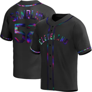 Youth Replica Black Holographic Nick Sandlin Cleveland Guardians Alternate Jersey