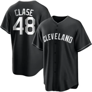 Youth Replica Black/White Emmanuel Clase Cleveland Guardians Jersey