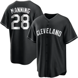 Youth Replica Black/White Rick Manning Cleveland Guardians Jersey
