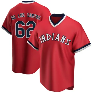 Youth Replica Red Enyel De Los Santos Cleveland Guardians Road Cooperstown Collection Jersey