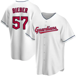 Youth Replica White Shane Bieber Cleveland Guardians Home Jersey